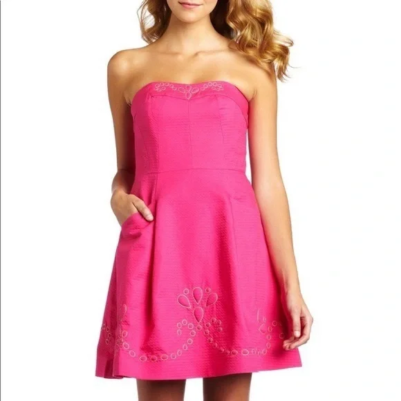 strapless open back dress White & Blush Flower Girl Dress 4 main image 1